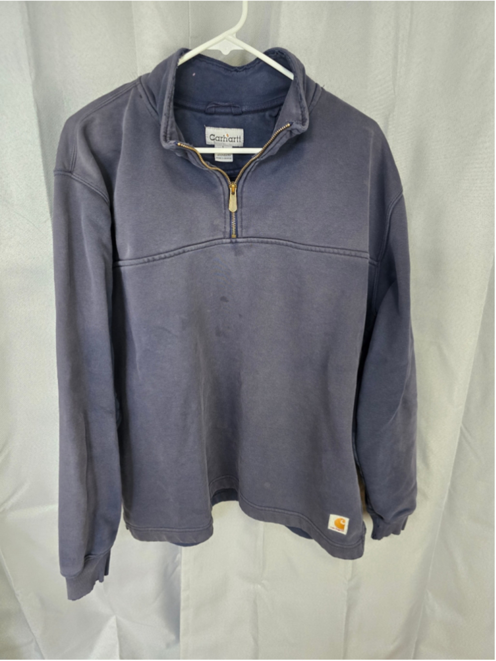 Men's Carhartt Quarter-Zip Sweatshirt Blue Size L